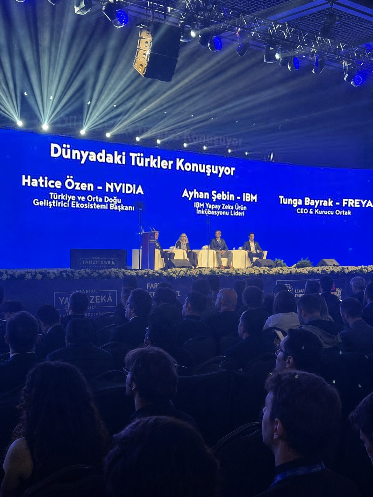 Freya co-founder Tunga Bayrak on stage at the Turks Around the World panel